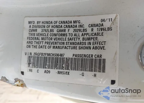 2012 Honda Civic Ex-L из США, поврежденный, VIN 2HGFB2F98CH506487